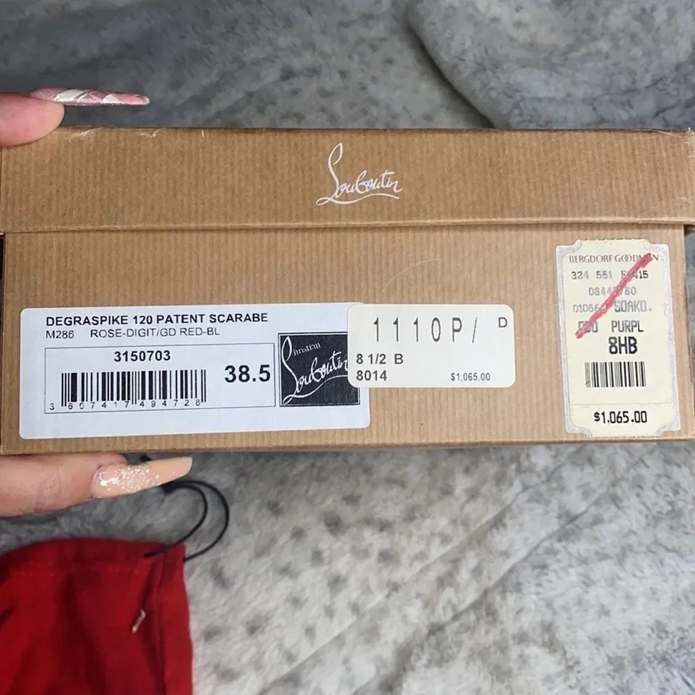 CHRISTIAN LOUBOUTIN Patent Scarabe Degraspike 120 Pumps Rose Digitale Size 38.5 - Picture 12 of 12